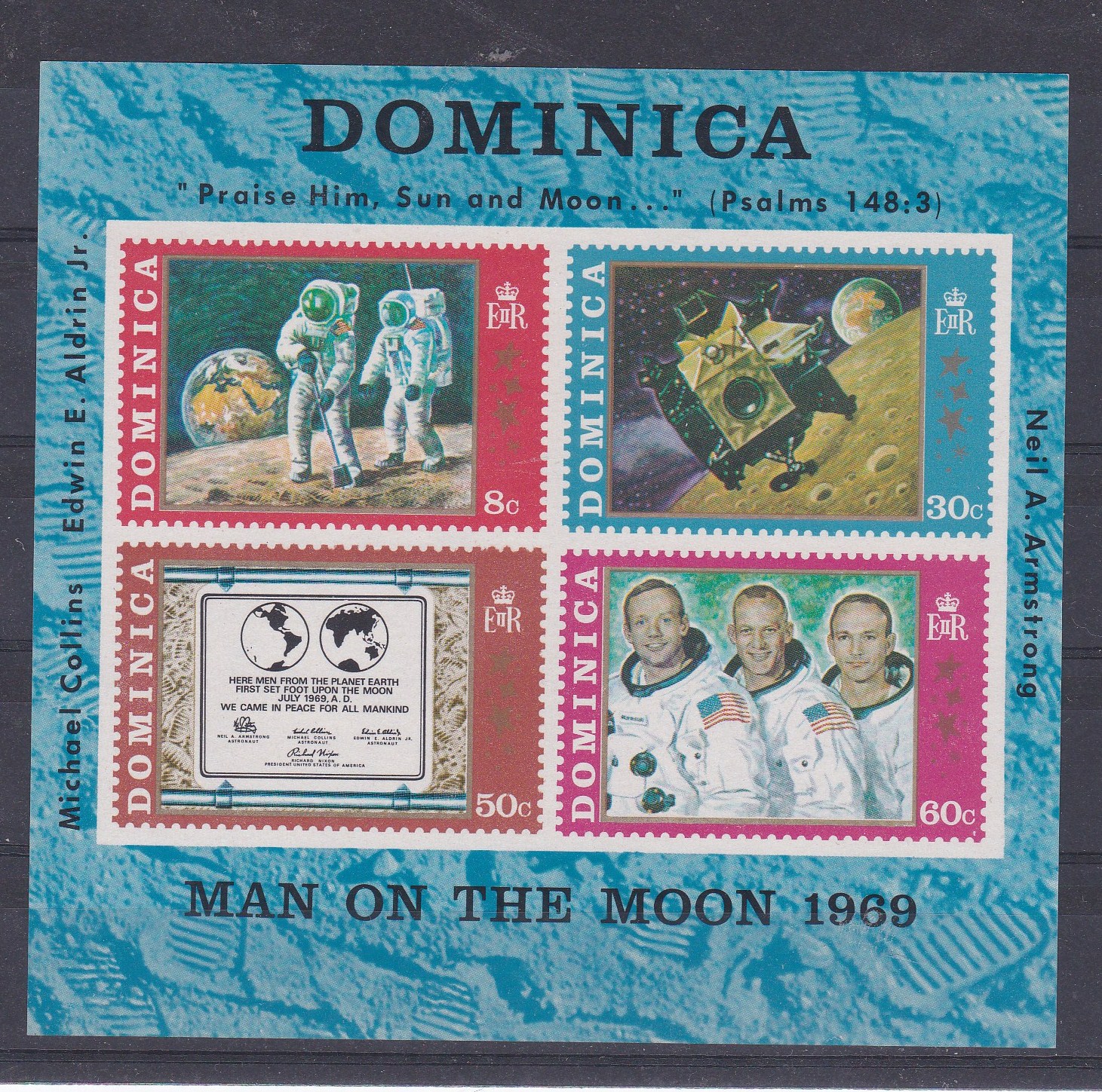 Доминика 1970 космос Аполлон-11 Человек на Луне