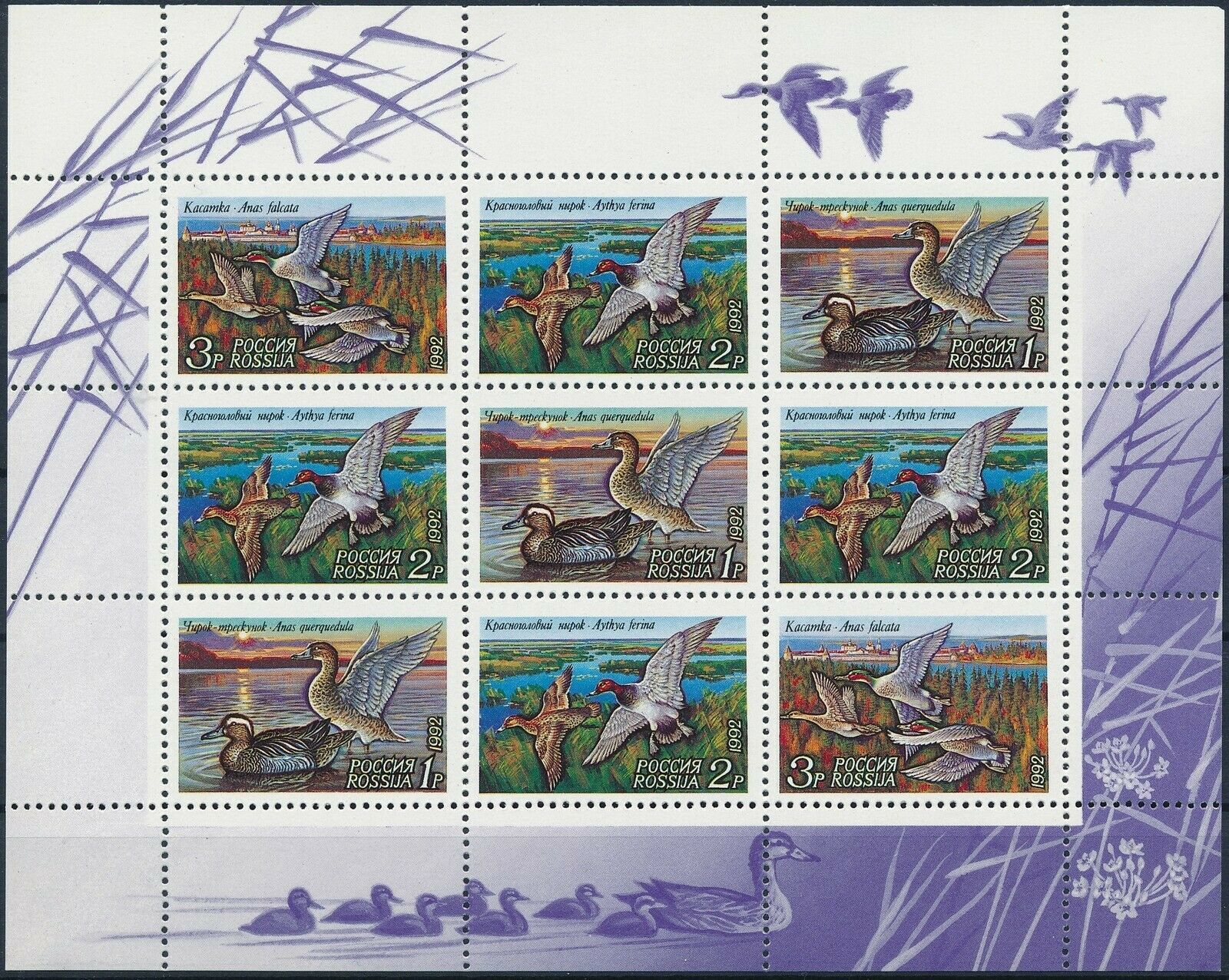 Россия 1992 птицы утки