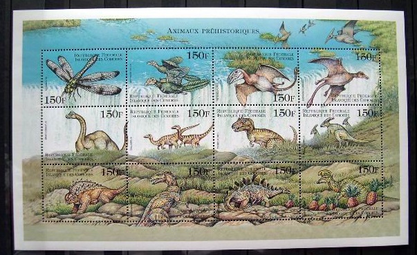 Коморские Острова Коморы 1999 фауна доисторические животные динозавры