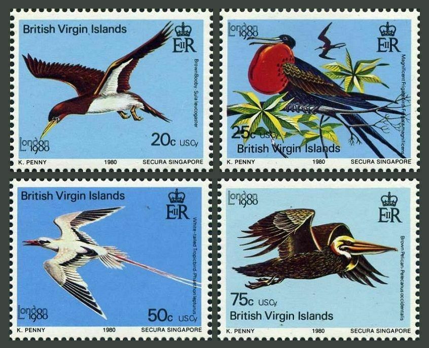 Британские Виргинские острова 1980 фауна  птицы   филвыставка