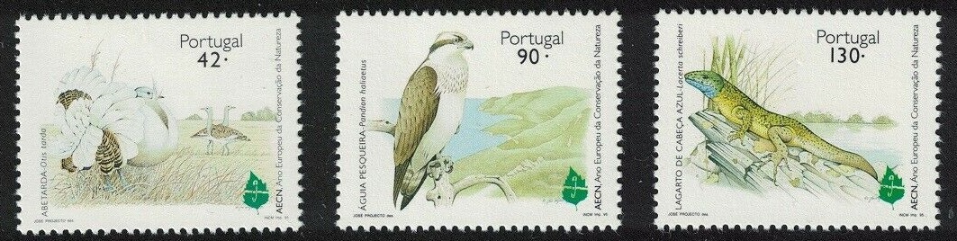 Португалия 1995 фауна птицы рептилии охрана природы