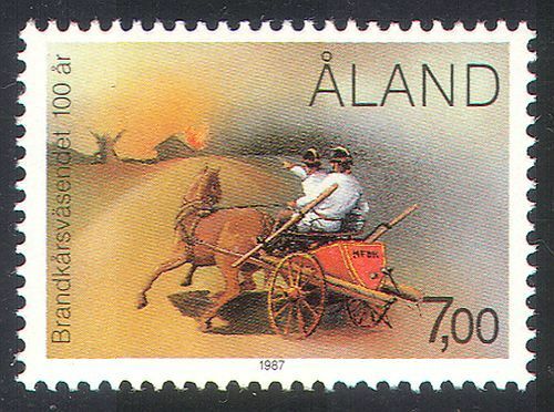 Аландские острова Аланды 1987 фауна лошади пожарная повозка