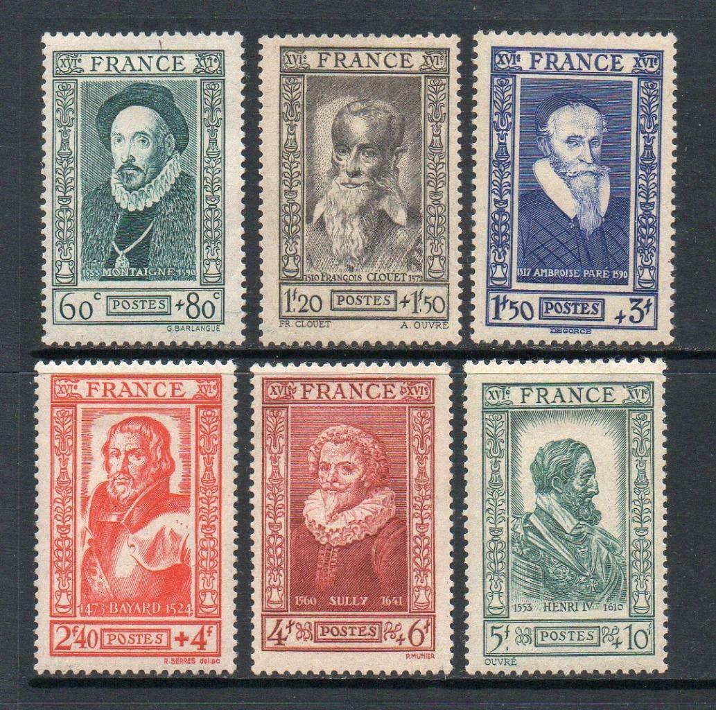 Франция 1943 персоналии знаменитые исторические личности король Генрих IV, писатель Монтень и др.