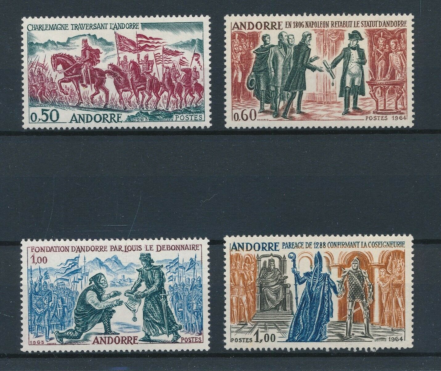 Андорра франц. 1963 1964 исторические личности Наполеон, история события, независимость страны, лошади