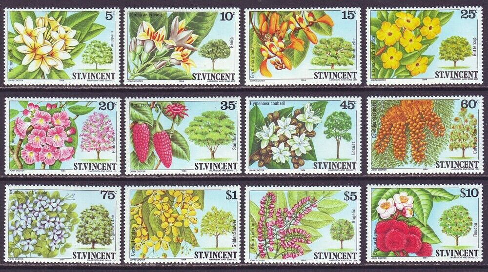 Сент-Винсент 1984 флора растения цветущие деревья, цветки