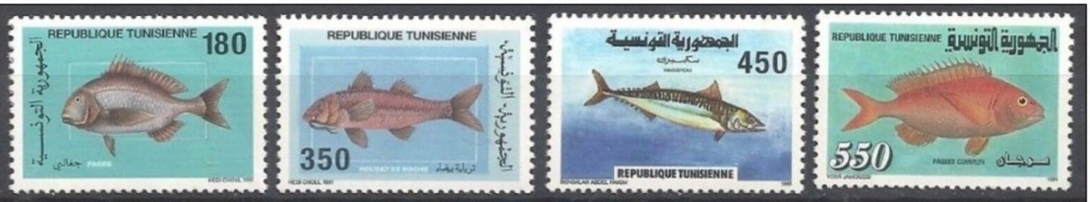 Тунис 1991 морская фауна рыбы