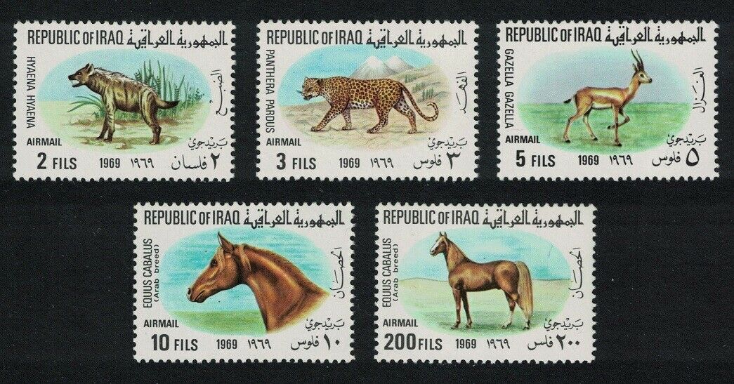 Ирак 1969 фауна дикие животные лошади, леопард, гиена, газель