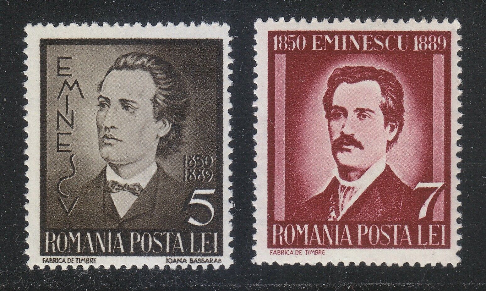 Румыния 1939  литература поэт Михай Эминеску дань  памяти 50 лет