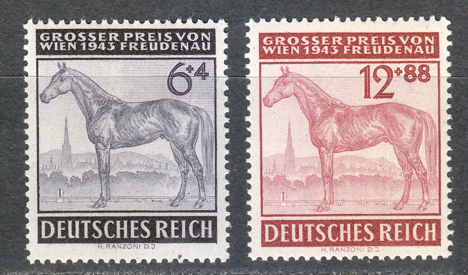 Германия Третий рейх 1943 фауна лошади скачки бега "Большой приз Вены"
