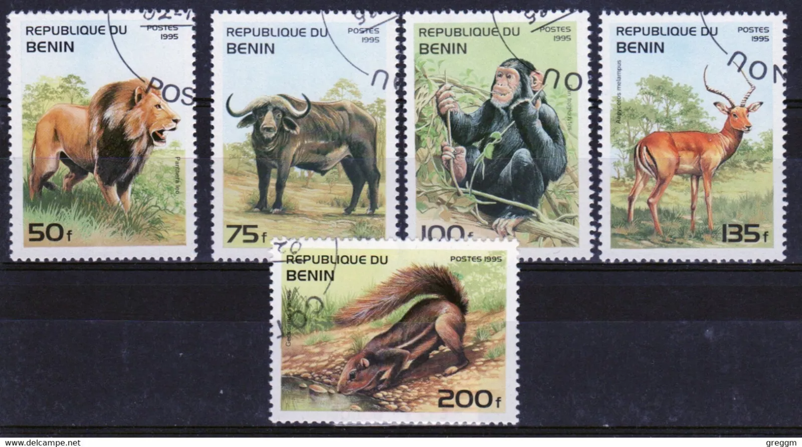 Бенин 1995 фауна дикие животные гашеные