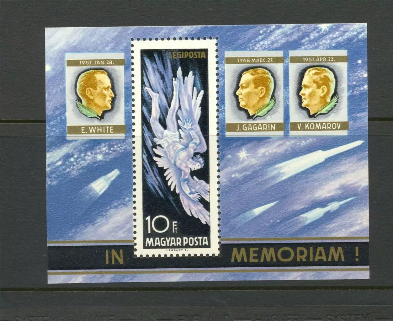 Венгрия 1968 космос Гагарин, Комаров, астронавт Уайт памяти погибших