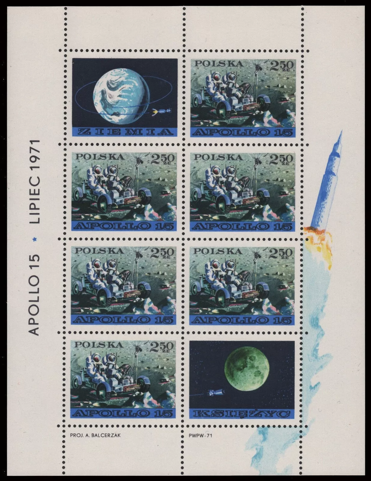 Польша 1971 космос Аполлон 15