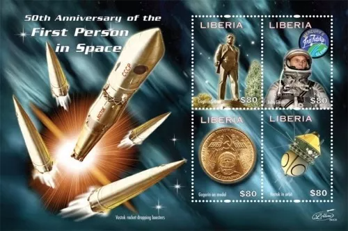 Либерия 2011 космос 50 лет первому полету, "Восток", Ю. Гагарин, Д. Гленн