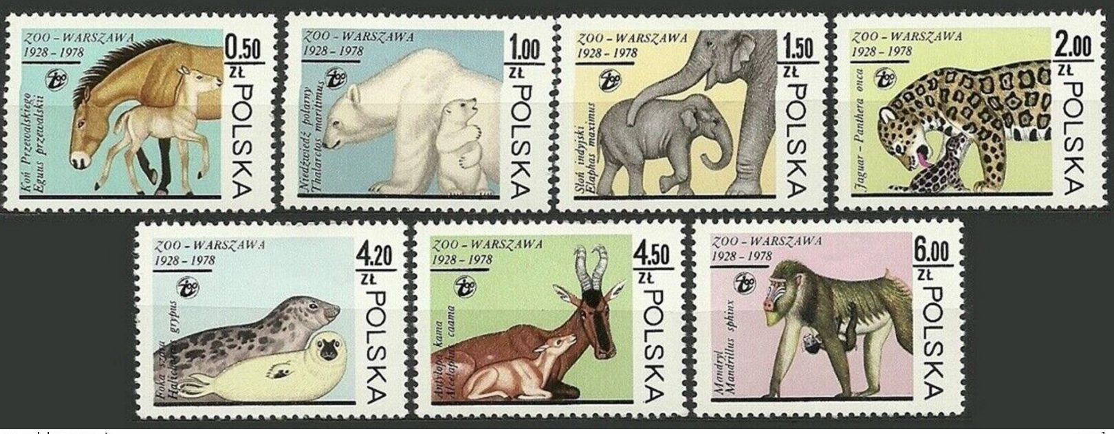 Польша 1978 фауна дикие животные зоопарка в Варшаве 50-летие