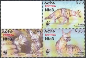Эритрея 2001 исчезающая фауна Африки животные Земляной волк (н.с. 1м)