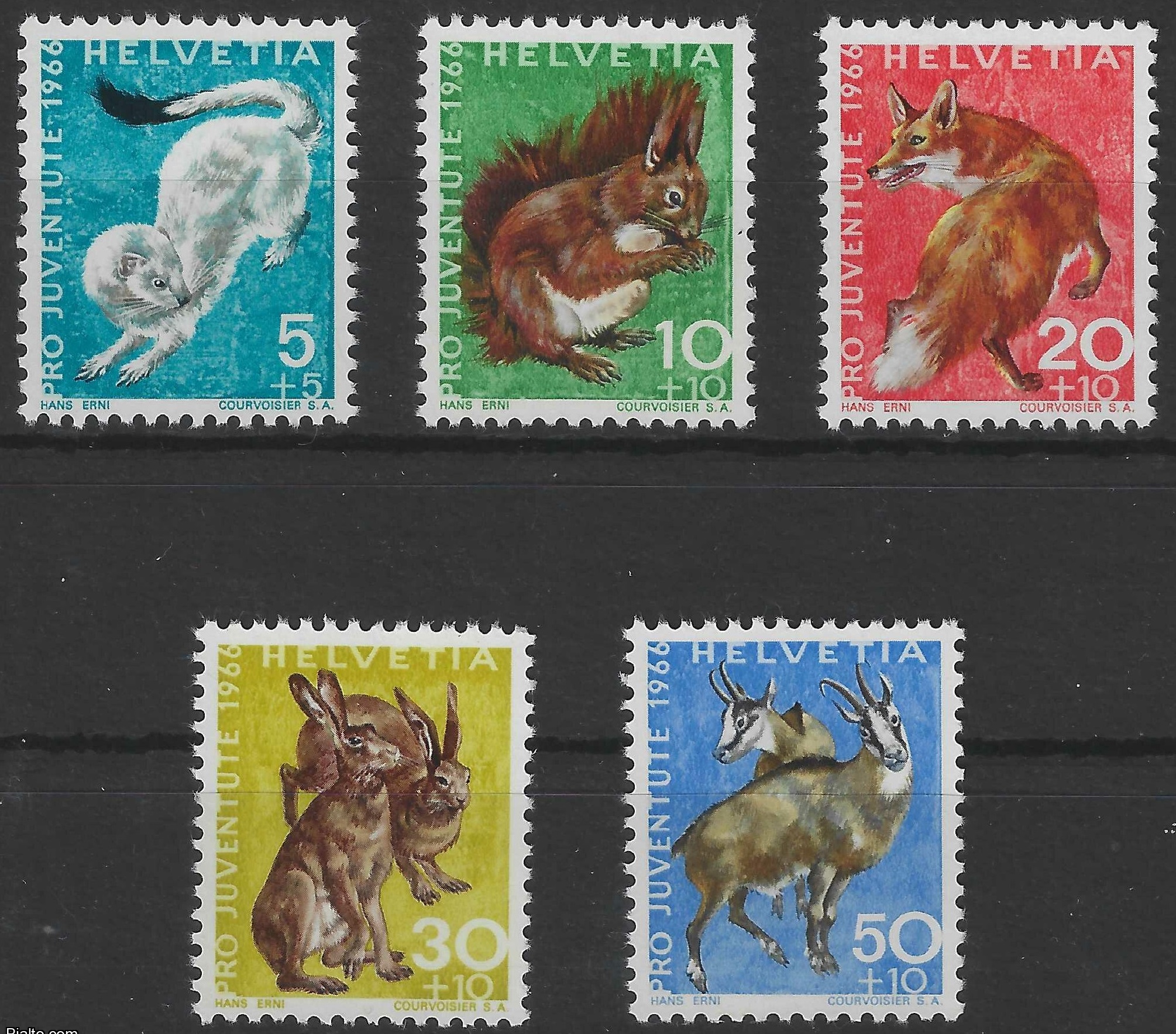 Швейцария 1966 фауна дикие животные