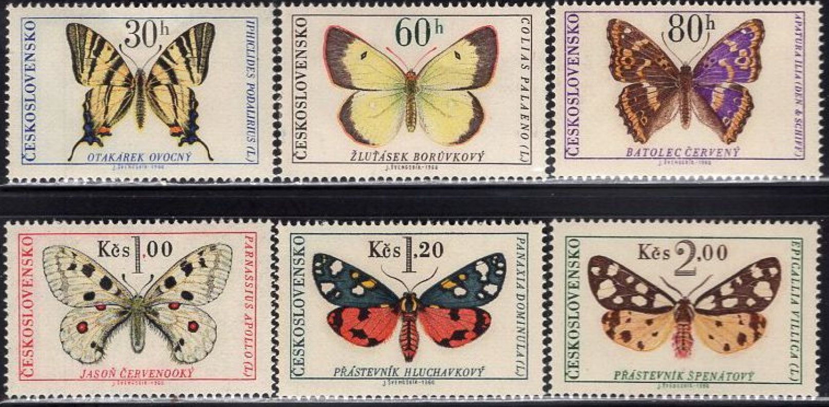 Чехословакия 1966 фауна насекомые бабочки